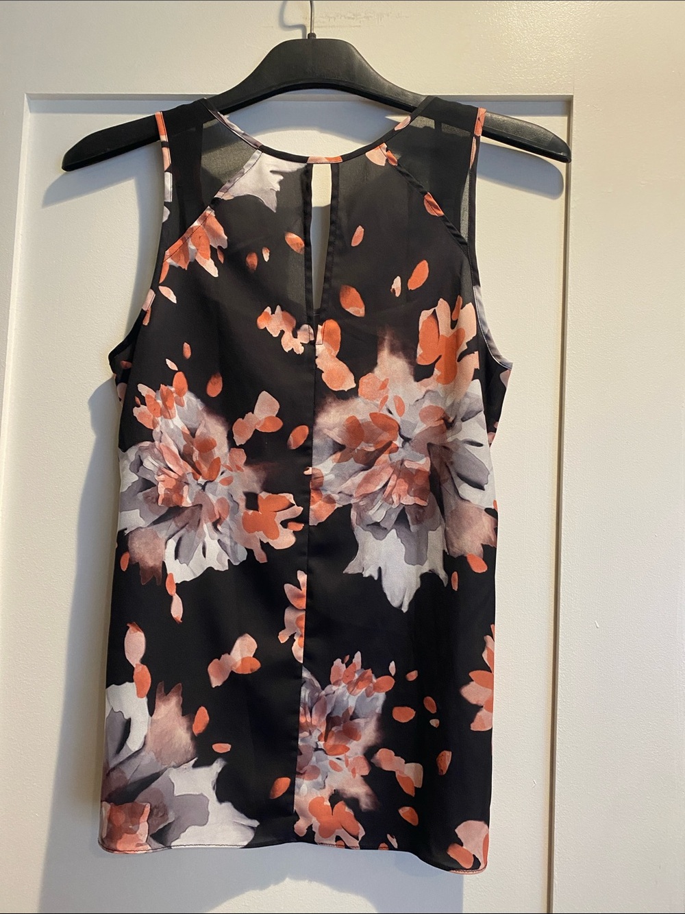 Women's Black Floral Sleeveless Camisole - Coral & White - Picture 4 of 5